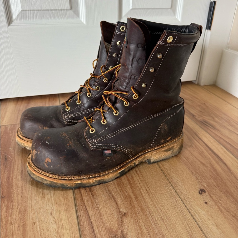 Men's Thorogood 8” Steel Toe work boot.